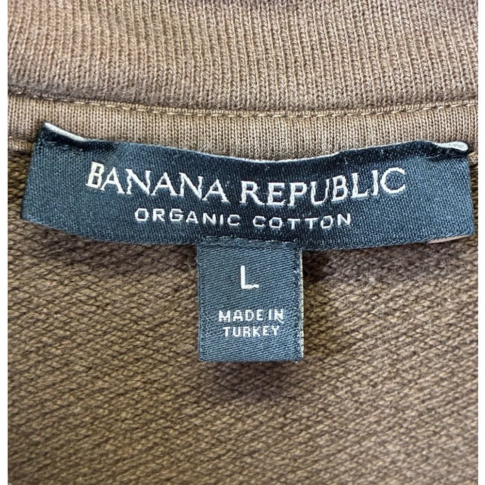 Banana Republic Organic Cotton Hoodie Mens L Brown Pullover Sweatshirt Casual